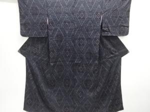 大正ロマン　菱華紋織出し手織り真綿小千谷紬着物